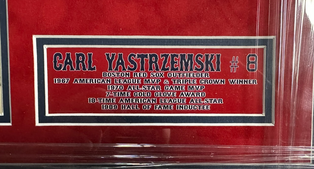 Carl Yastrzemski Autographed Jersey Retirment Day Photo Boston Red Sox HOF