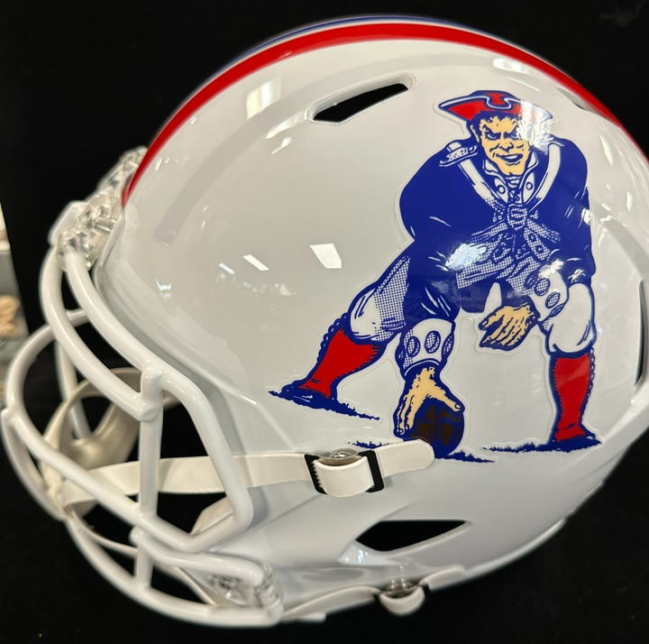 Will Campbell Signed New England Patriots Throwback Full Size Replica Helmet JSA