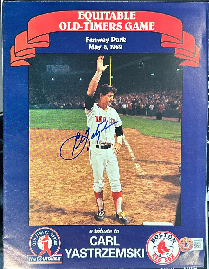 Carl Yastrzemski Autographed 1989 Equitable Old Timers Game Program BAS