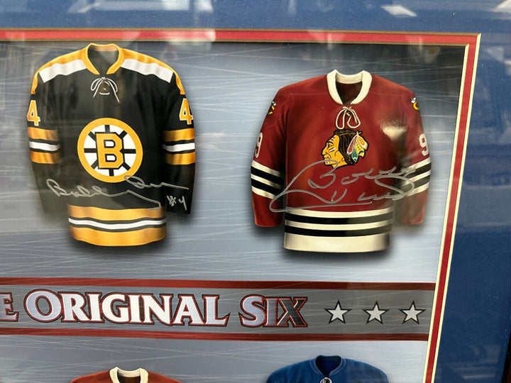 Orr Howe Hull Beliveau Sittler & Giacomin Signed Original Six Jersey Photo PSA