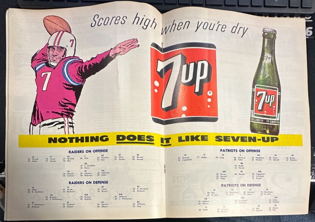 October 16, 1964 Boston Patriots & Oakland Raiders Program AFL