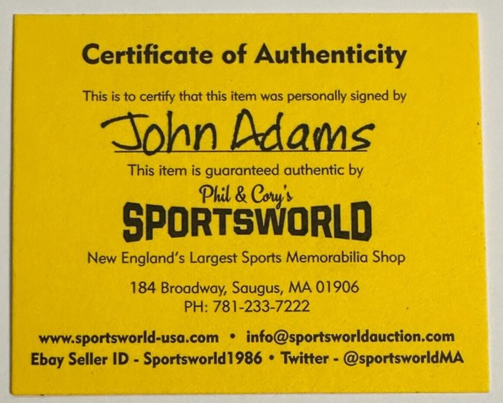 John Adams Autographed Boston Bruins Hockey Puck NHL