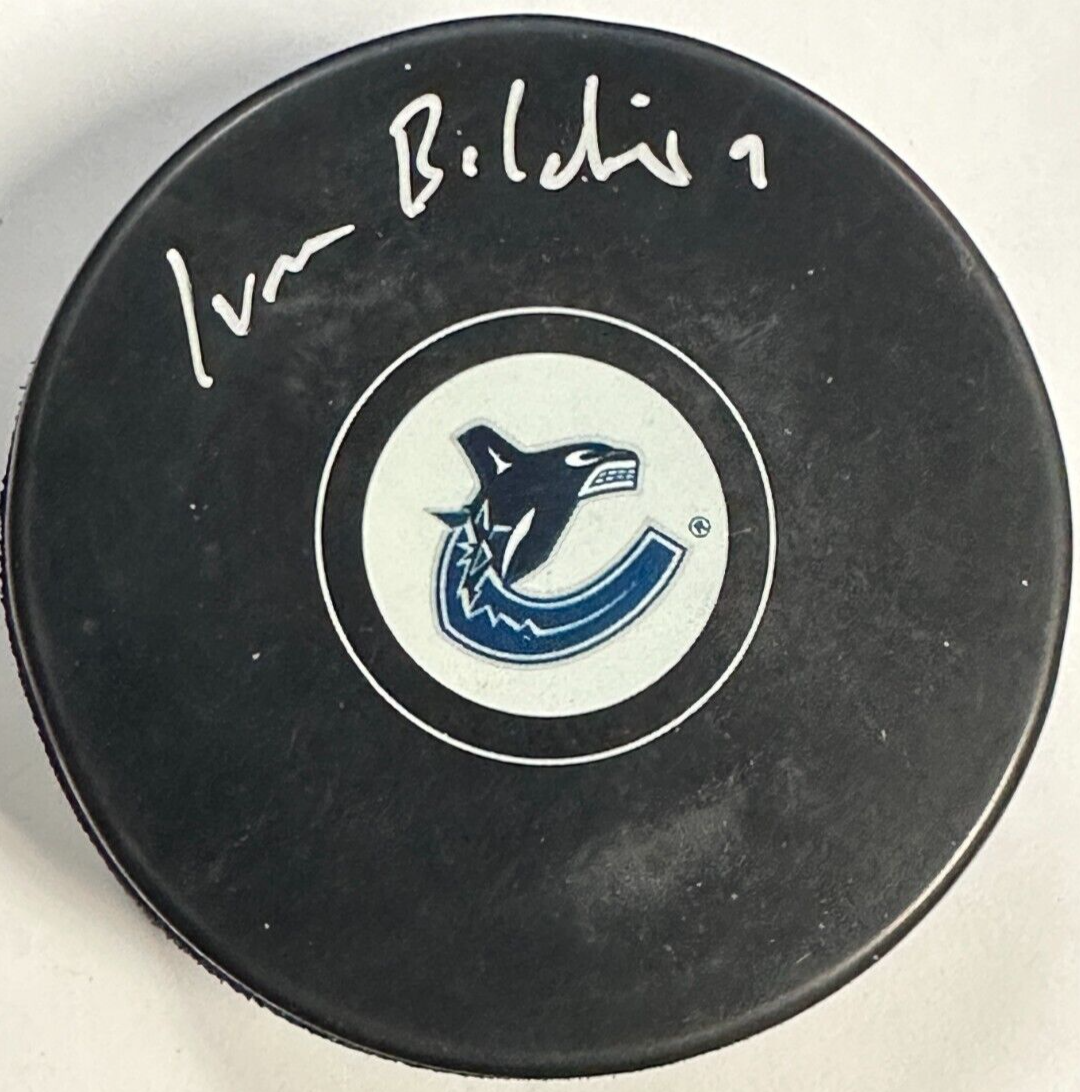 Ivan Boldirev Autographed Vancouver Canucks Hockey Puck NHL