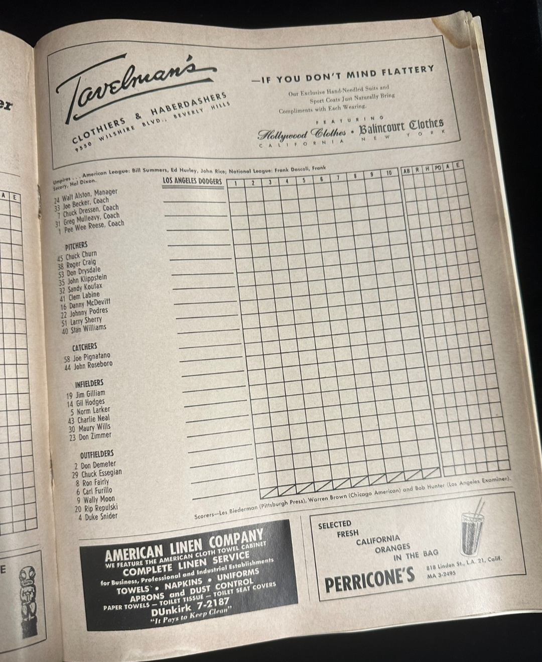 1959 World Series Program Los Angeles Dodgers & Chicago White Sox Dodger Stadium