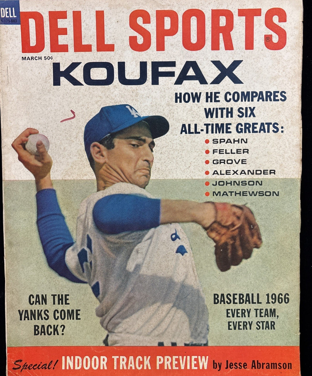 March 1966 DELL SPORTS MAGAZINE SANDY KOUFAX DODGERS 1966 SEASON PREVIEW