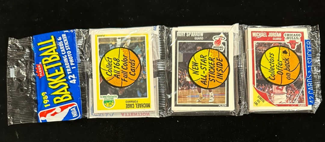 1989 Fleer Basketball Rack Pack Michael Jordan Card on Front Isiah Sticker Back