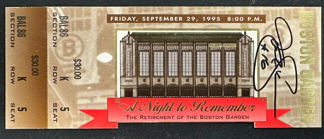 Derek Sanderson Autographed 1995 Boston Garden Night to Remember Ticket