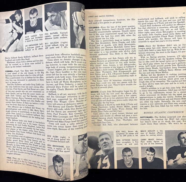 1965 Street & Smiths Football Yearbook Roger Bird Kentucky 