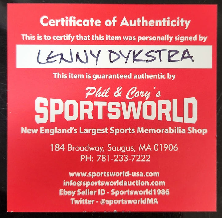 Lenny Dykstra Signed National League Baseball N.Y. Mets Philadephia Phillies COA