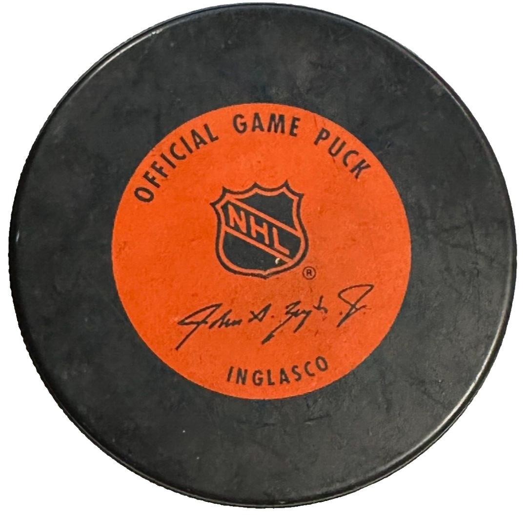 Marcel Dionne Autographed NHL 75th Anniversary Game Puck W/ HOF 92