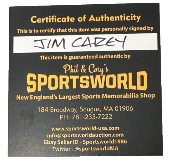 Jim Carey Autographed Boston Bruins Hockey Puck NHL