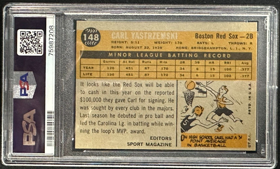 1960 Topps Carl Yastrzemski Rookie Card RC PSA 5 EX Boston Red Sox