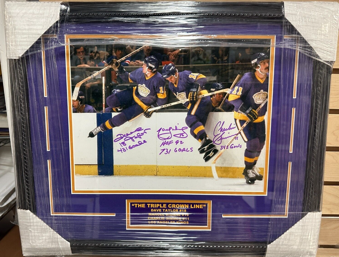 Framed Triple Crown Line Autographed 11x14 Photo Taylor Dionne & Simmer LA Kings