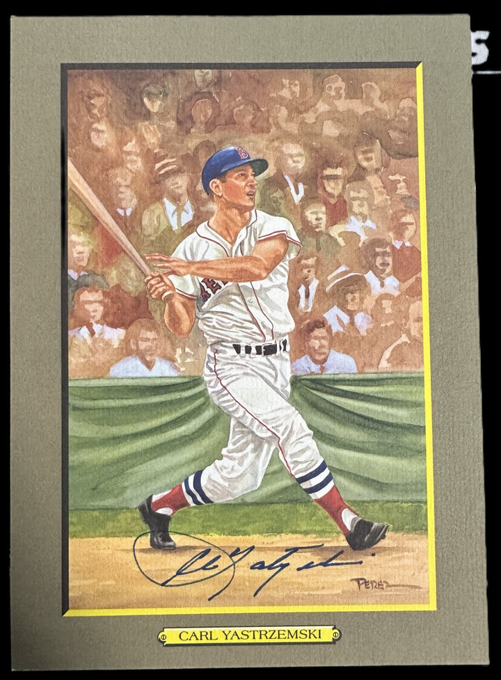 Carl Yastrzemski Autographed Perez Steele Great Moments Postcard HOF Red Sox BAS