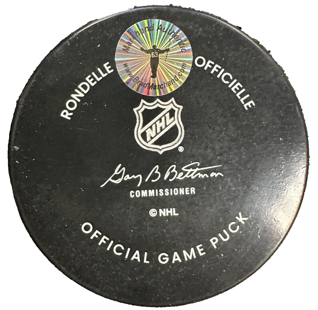 Brad Marchand Autographed Boston Bruins 100th Centennial Game Puck