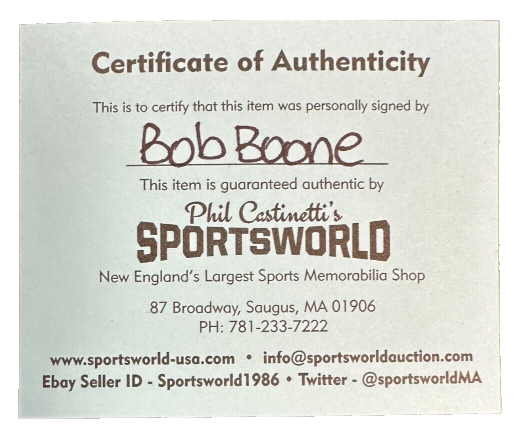 Bob Boone Autographed National League Baseball Phillies Angels