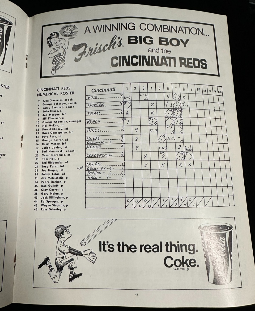 1972 World Series Program Oakland A's Vs Cincinnati Reds Game 6 Scored