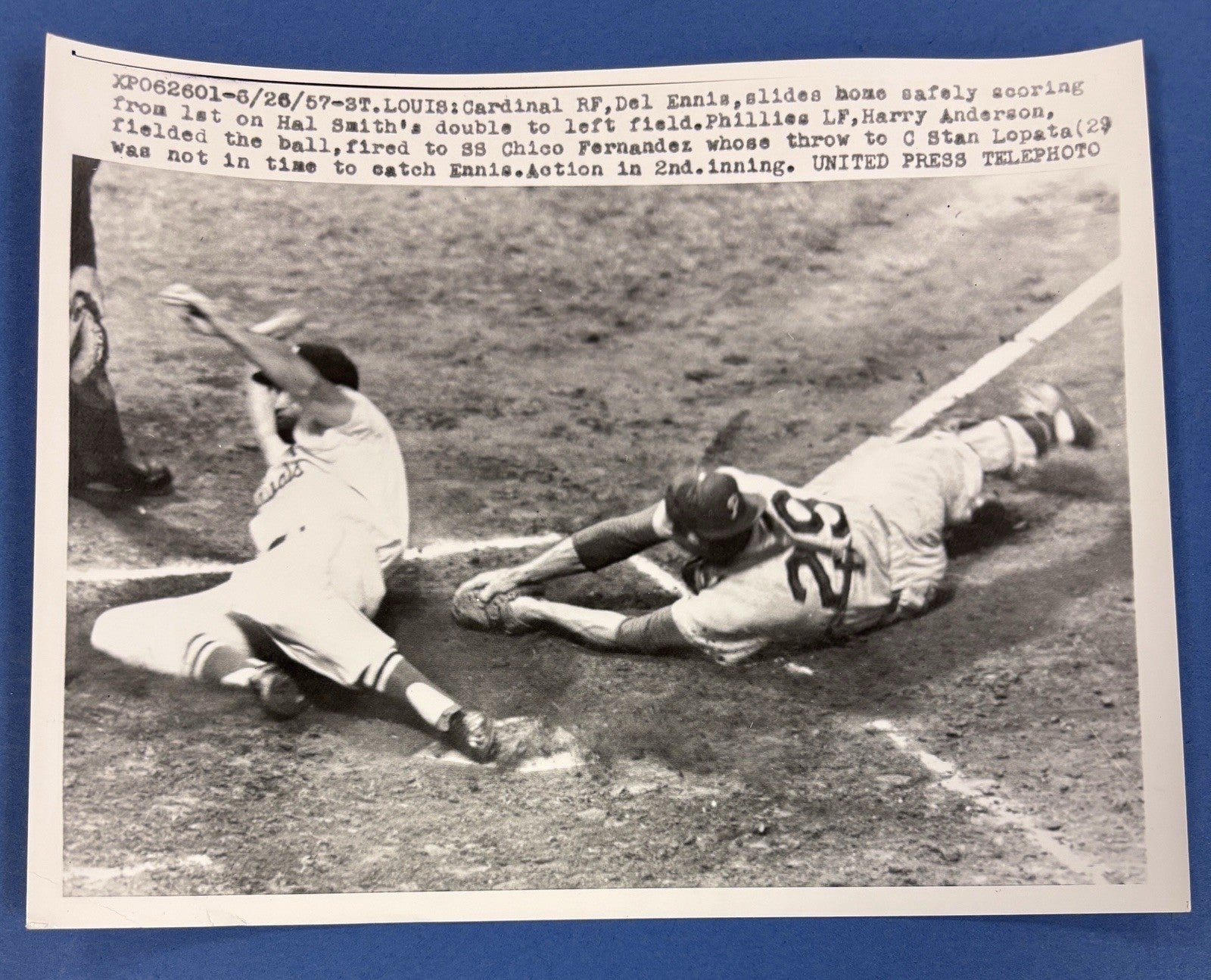 1957 Del Ennis Stan Lopata Original 6x9 Newspaper Wire Photo Phillies ...