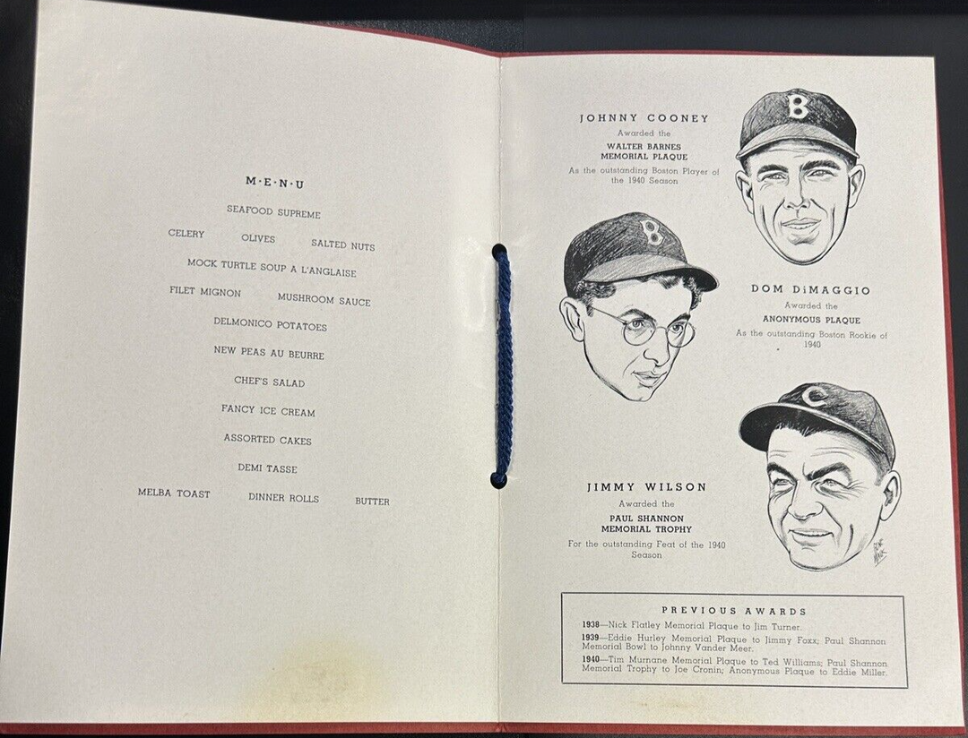 Jan 30, 1941 Fifth Annual Baseball Writers Association of America Dinner Program