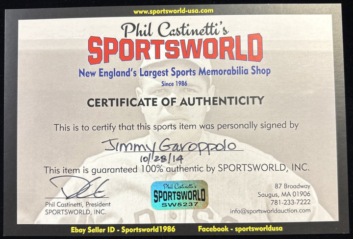 Jimmy Garoppolo New England Patriots 18x12 Signed Picture COA SGC