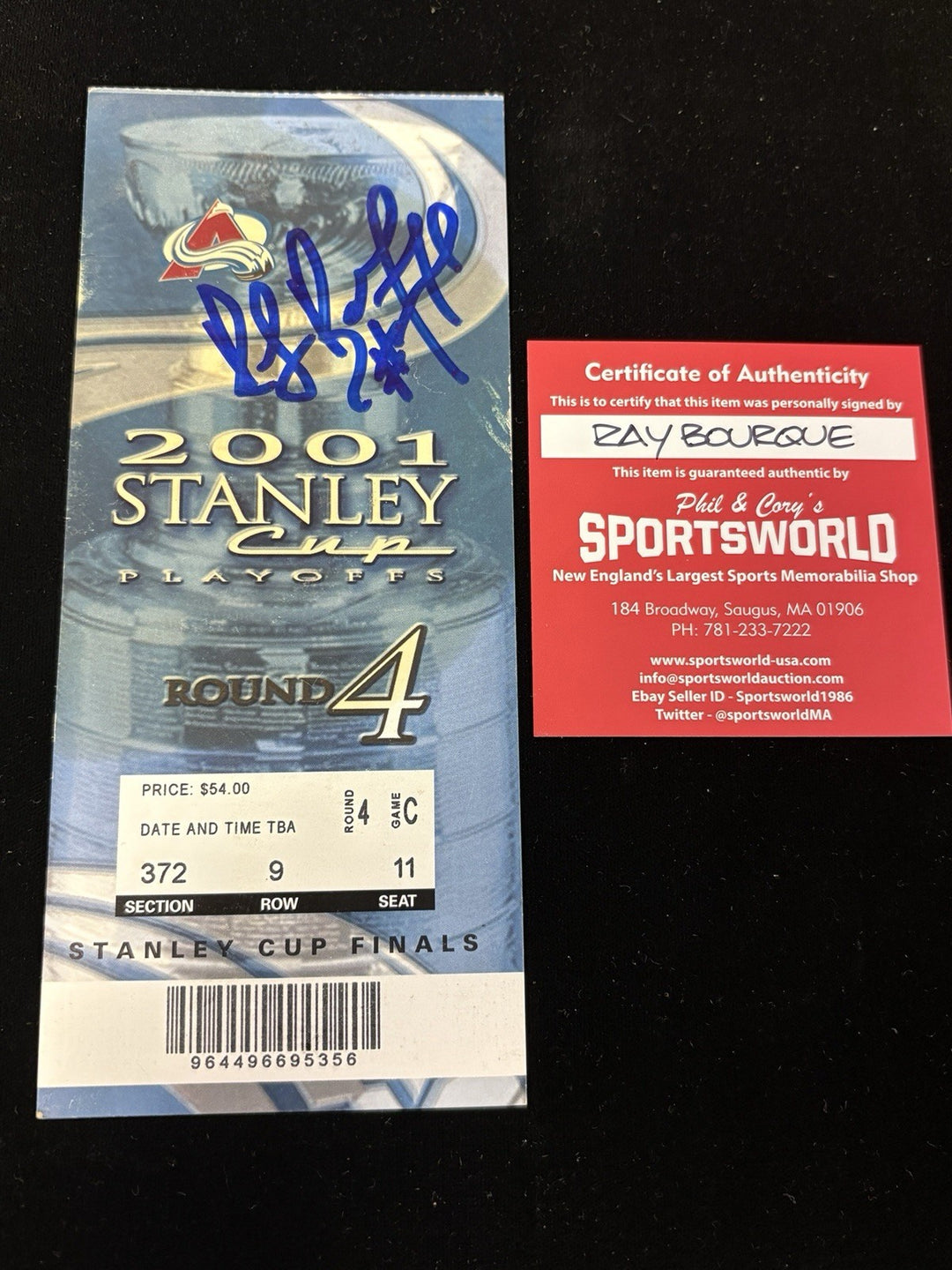 Ray Bourque Signed Stanley Cup Finals Game 5 Ticket Sportsworld COA Avalanche