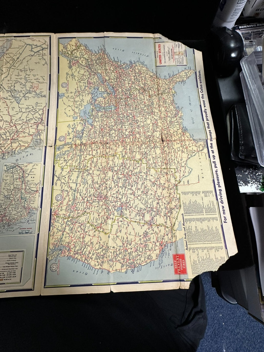 Vintage 1947 California Oil Co CALSO Supreme New England Road Map