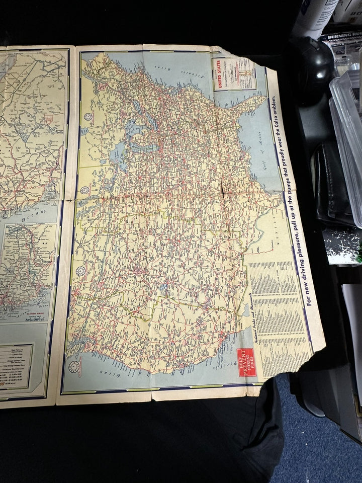Vintage 1947 California Oil Co CALSO Supreme New England Road Map