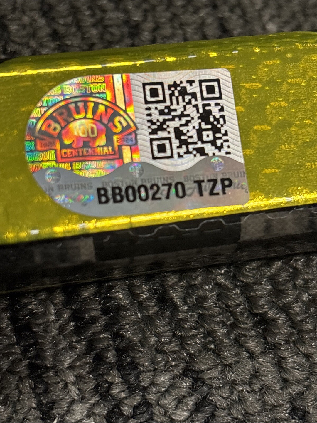 Hampus Lindholm Game Used Stick Boston Bruins 100 Year Hologram Broken