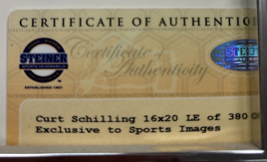 Curt Schilling Autographed 16x20 COA Framed Photo 57/380 Steiner Sports Red Sox