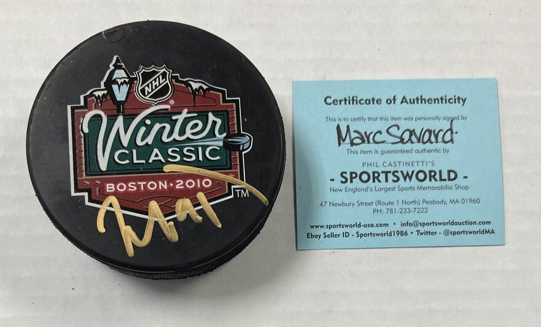 Mark Savard Signed 2010 Winter Classic Puck Autographed Boston Bruins