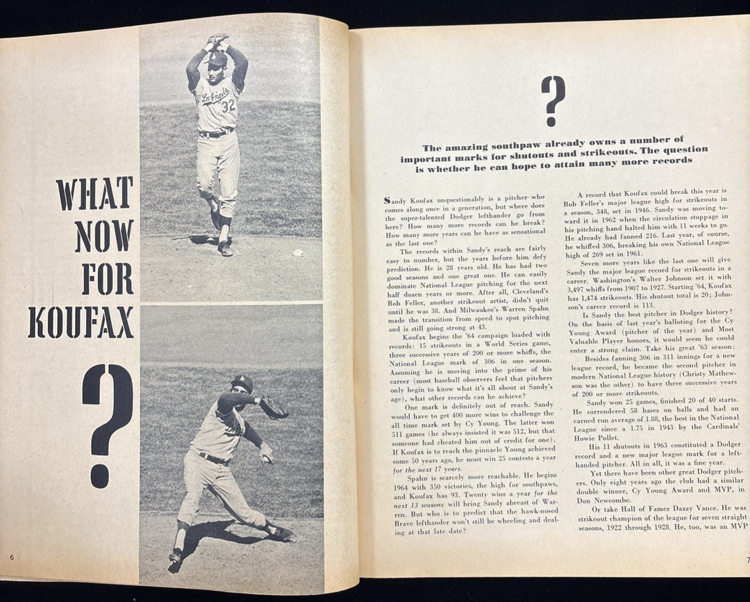 1964 Maco Sports All Stars Baseball Magazine Sandy Koufax Cover