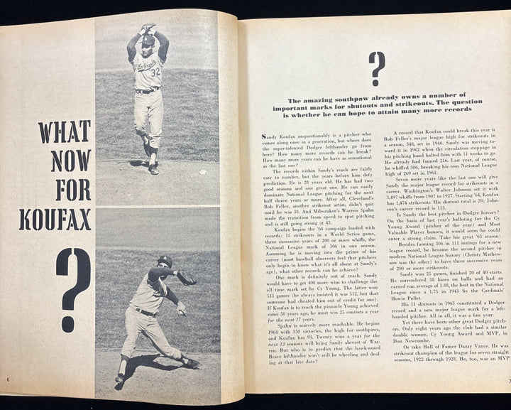 1964 Maco Sports All Stars Baseball Magazine Sandy Koufax Cover