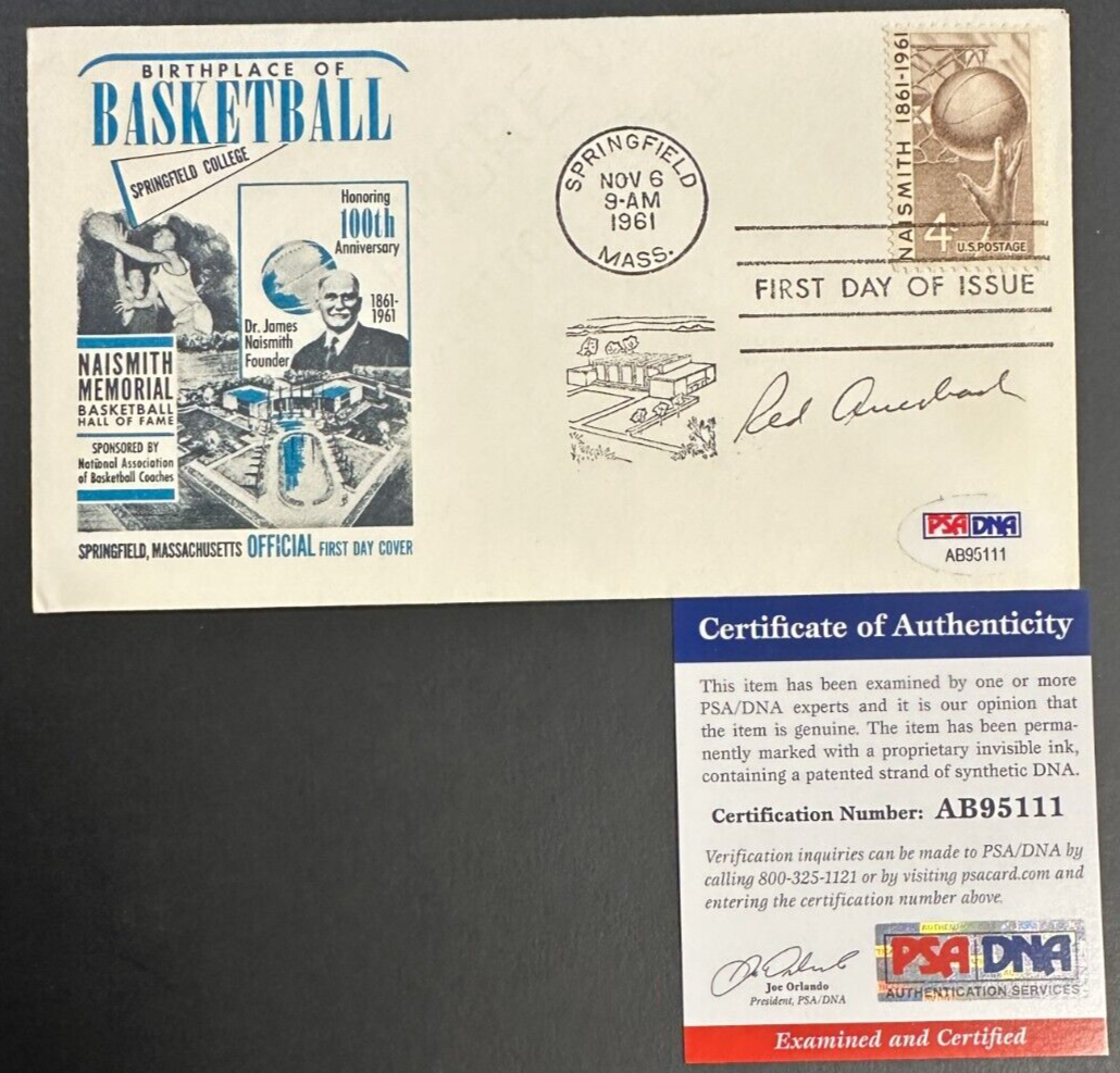 Red Auerbach Autographed 1961 Basketball Hall of Fame FDC Cachet Celtics PSA/DNA