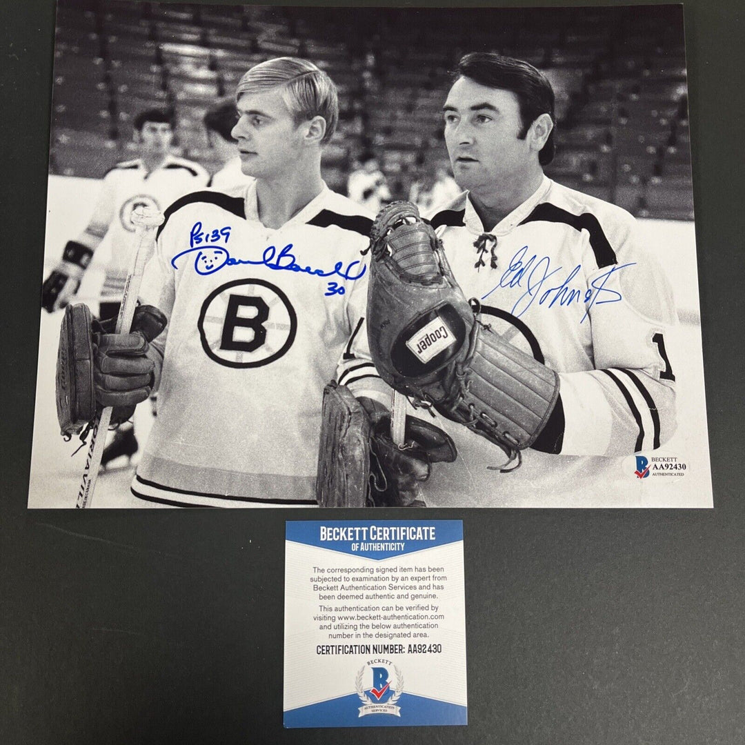 Dan Bouchard Ed Johnston Signed 8x10 Boston Bruins Sportsworld Beckett COA