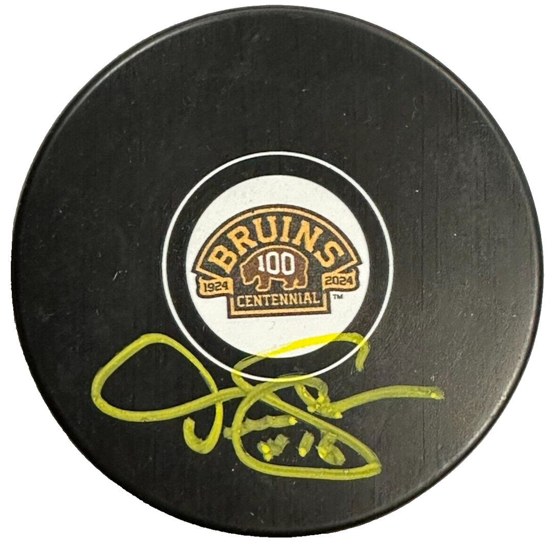 Derek Sanderson Autographed Boston Bruins 100th Anniversary Puck