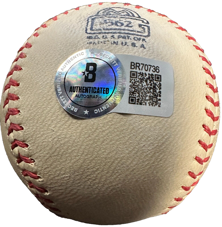 Tex Hughson Signed MacGregor Ralph Kiner League Baseball W/ 1955 Ins BAS Red Sox