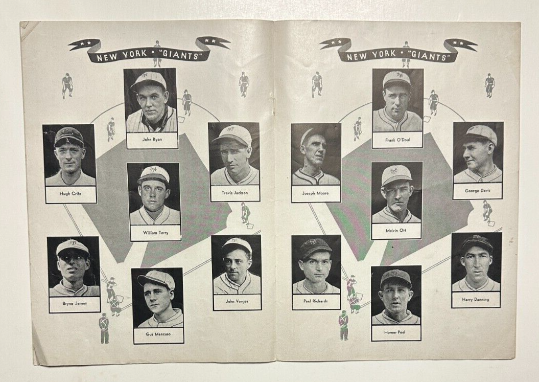 Vintage 1933 World Series Program New York Giants Vs Washington Senators Rare