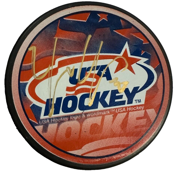 Tim Thomas Autographed Team USA Hockey Puck Boston Bruins