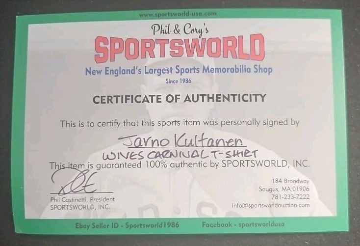 Jarno Kultanen Autographed Boston Bruins Wives Carnival T-Shirt COA