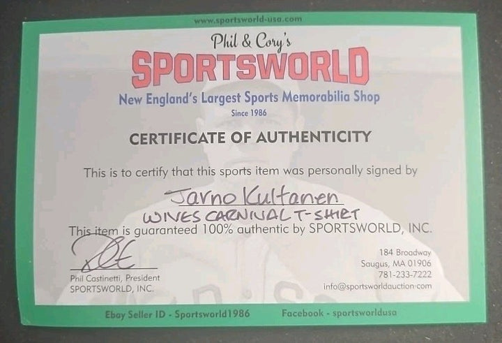 Jarno Kultanen Autographed Boston Bruins Wives Carnival T-Shirt COA