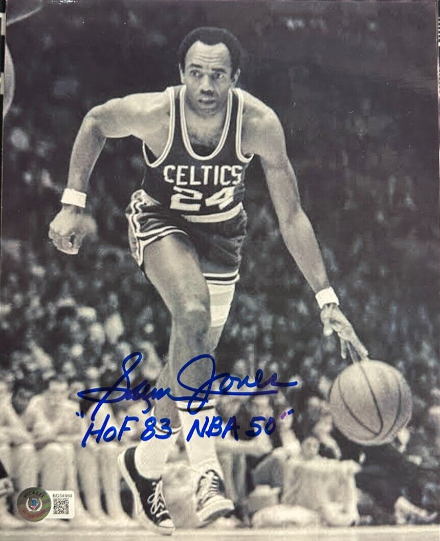 Sam Jones Autographed 8x10 Photo W/ HOF 83 & NBA 50 Insc Boston Celtics BAS