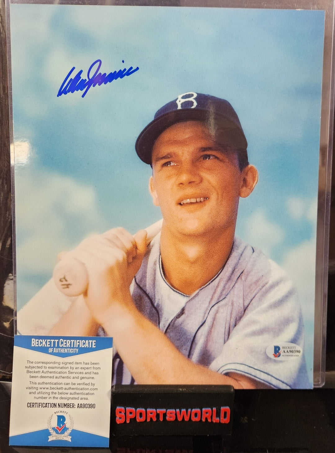 Don Zimmer Autographed 8x10 Photo Brooklyn Dodgers BAS