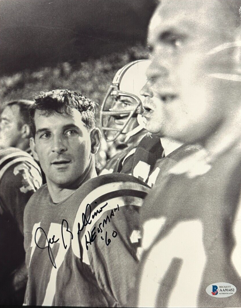 Joe Bellino Autographed Boston Patriots 8x10 Photo W/ Heisman 60 Insc BAS