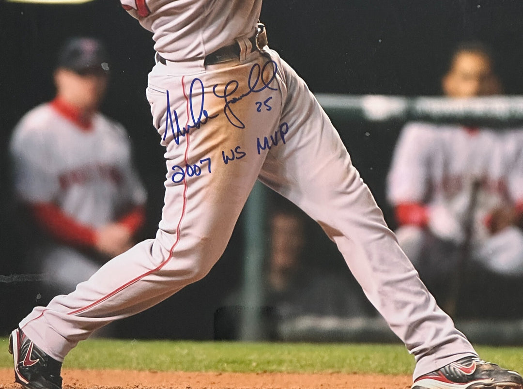 Mike Lowell Autographed 2007 World Series 16x20 Photo Framed W/ MVP Insc