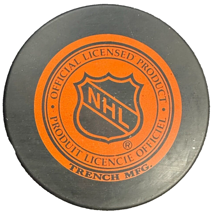 Sandy Moger Autographed Boston Bruins Hockey Puck NHL