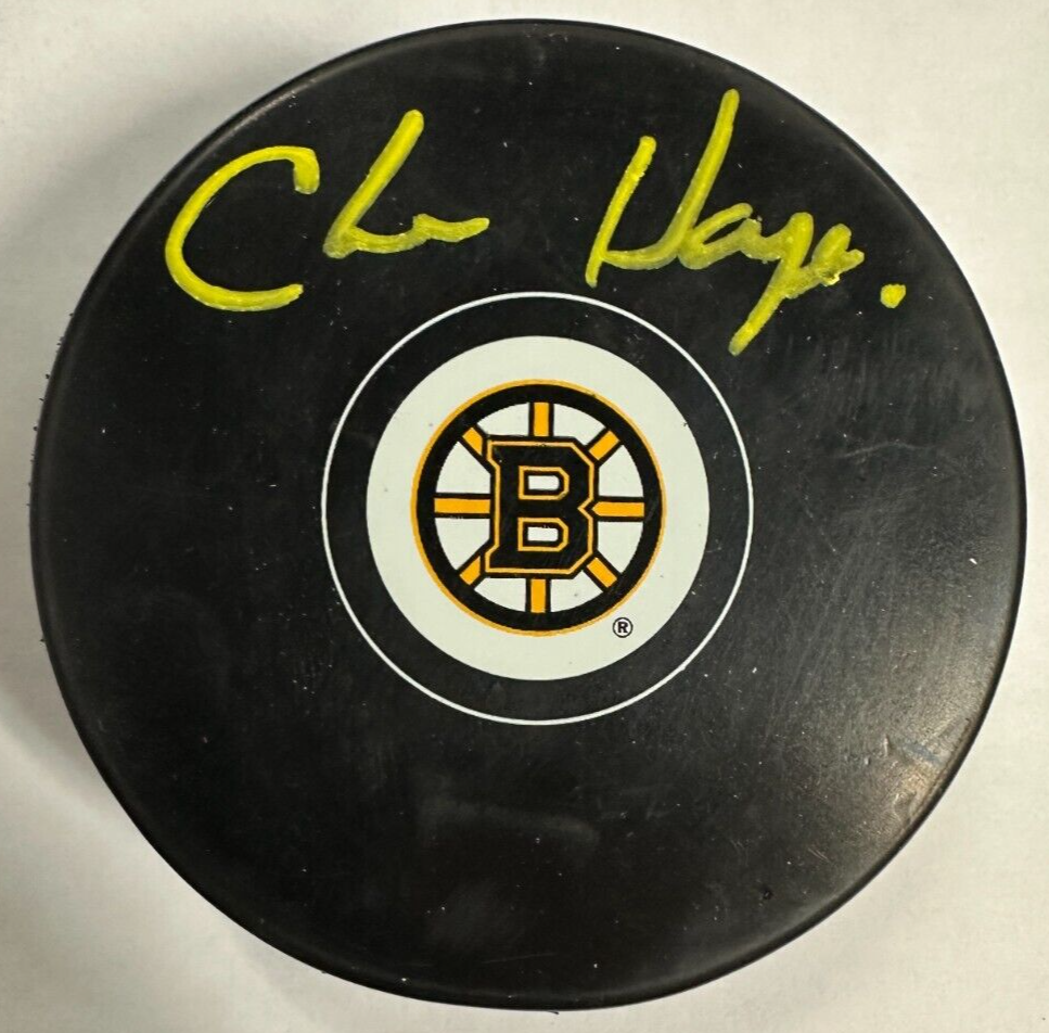 Chris Hayes Autographed Boston Bruins Hockey Puck NHL