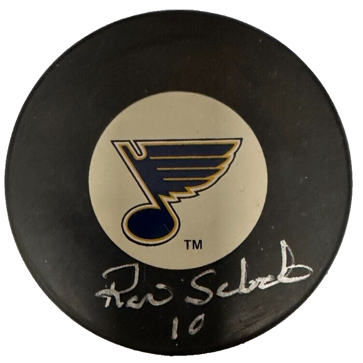 Ron Schock Autographed St. Louis Blues Hockey Puck BAS