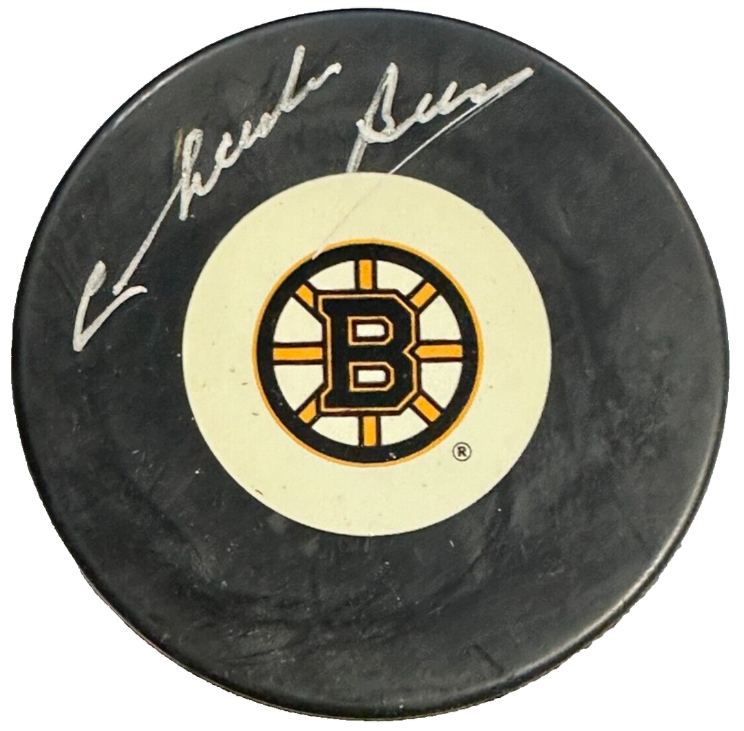Charlie Burns Autographed Boston Bruins Hockey Puck BAS