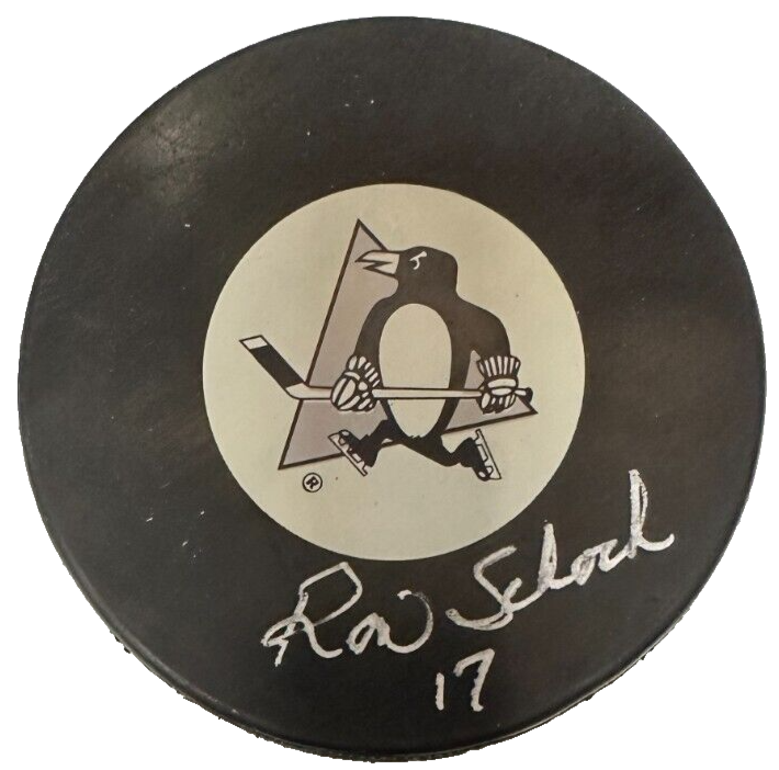 Ron Schock Autographed Pittsburgh Penguins Hockey Puck BAS