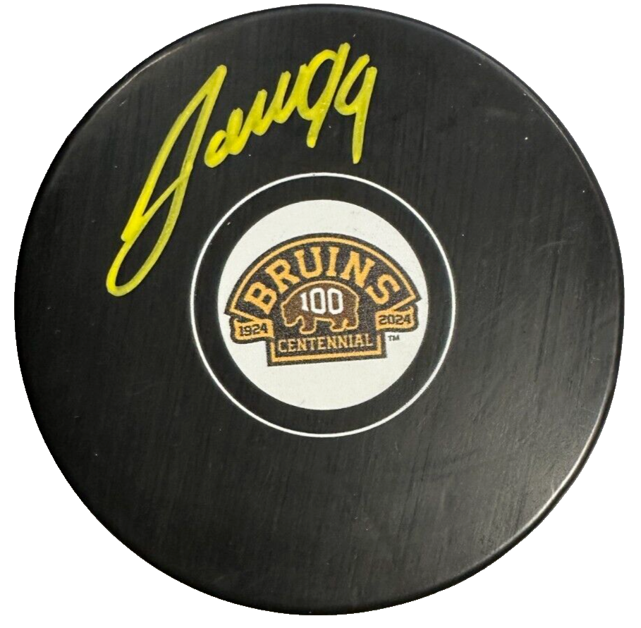 Jakub Lauko Autographed Boston Bruins 100th Anniversary Hockey Puck NHL